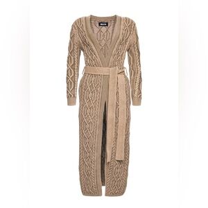 SER.O.YA Beige Cable Knit Belted Cardigan